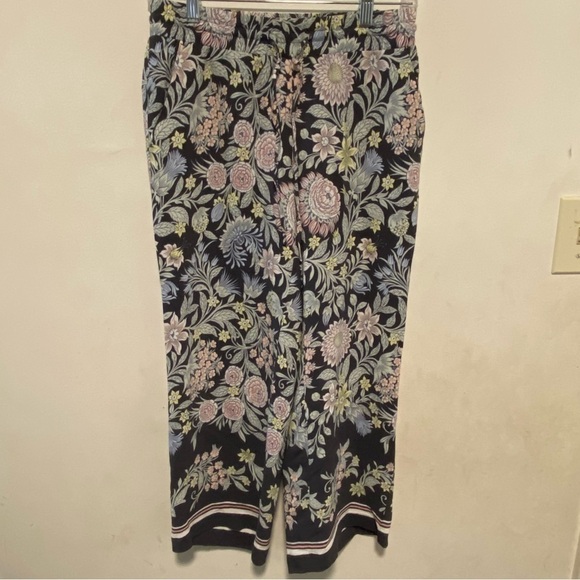 Loft Petites Women’s Wide Leg Floral Lightweight Pull On Capri Pants Size XXSP - Picture 1 of 11